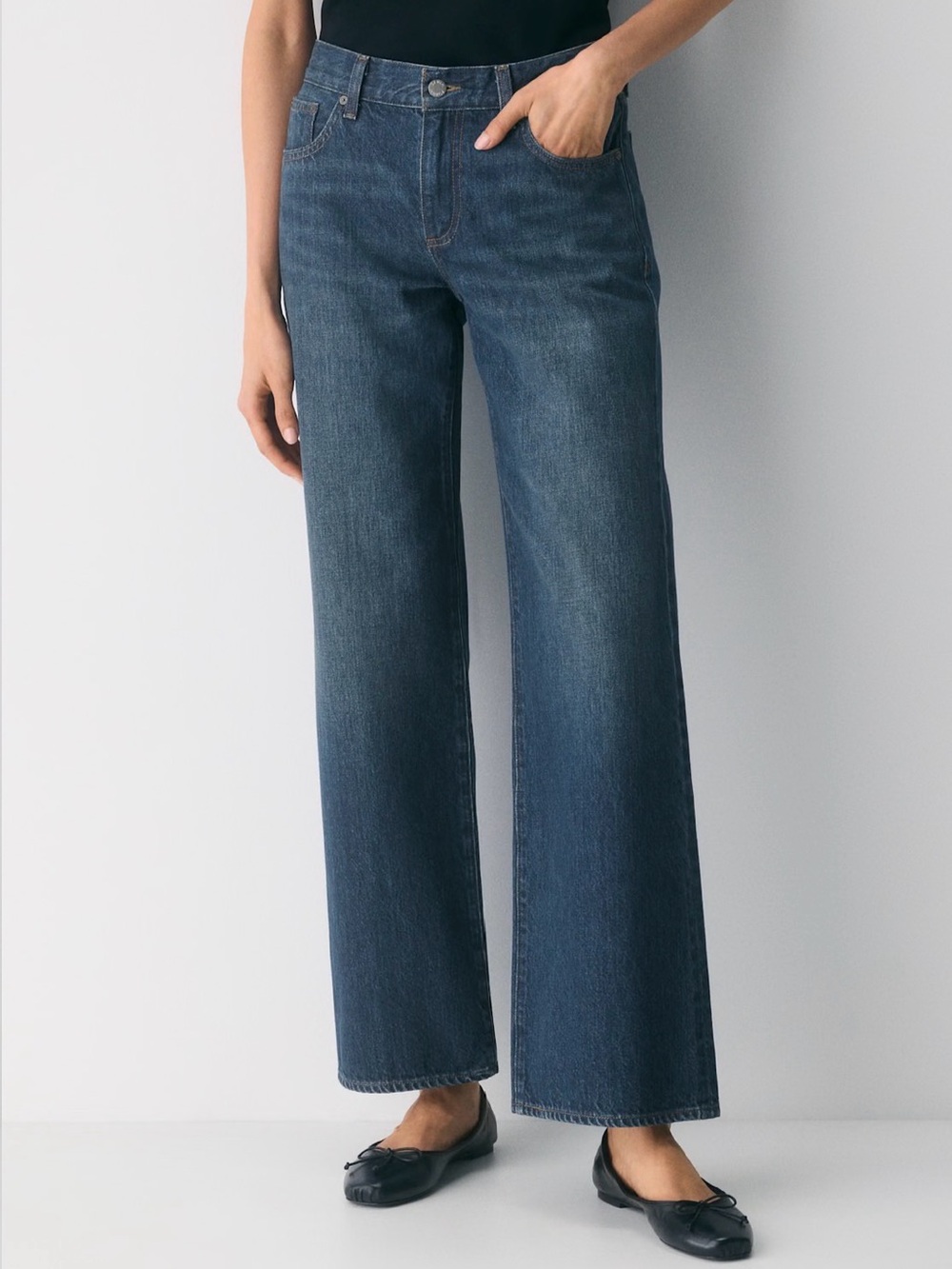 NWT Aritzia Denim Forum The Farrah Lo-Rise Wide Leg Drk Wash Jeans SZ 32, 31” IS
